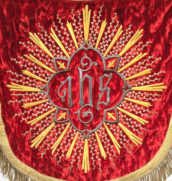 Antikes Rückenschild für, Ornat, Chormantel, Vestment, Pluviale, um 1900