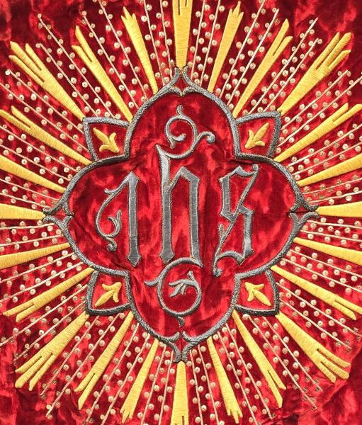 Antikes Rückenschild für, Ornat, Chormantel, Vestment, Pluviale, um 1900