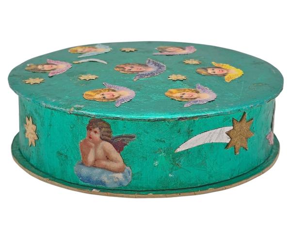 Antike Candy-Box / Schachtel mit Engel Oblaten um 1930