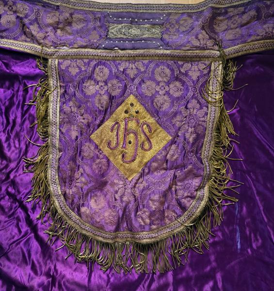 Antiker Rauchmantel - Chormantel, Messgewand, Vespermantel, Pluviale, Ornat um 1900