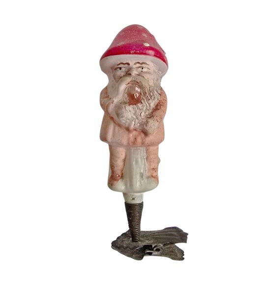 Antique glass dwarf / gnome on clip, lauscha around 1920