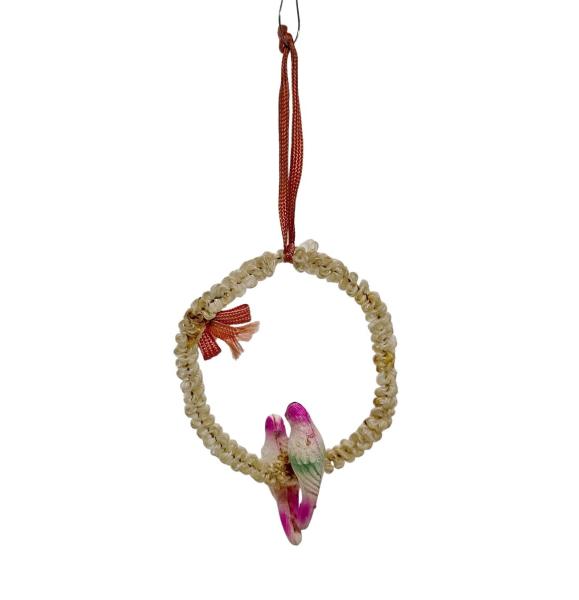 Antiker Christbaumschmuck, paar Vögel im Ring um 1920