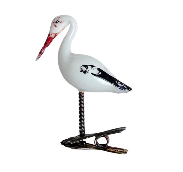 Storch aus Milchglas auf Zwicker um 1920