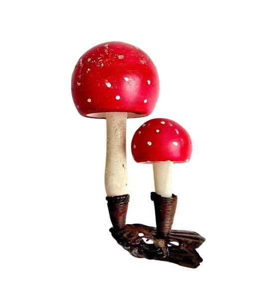 Antiker Christbaumschmuck, Fliegenpilze auf Zwicker um 1920