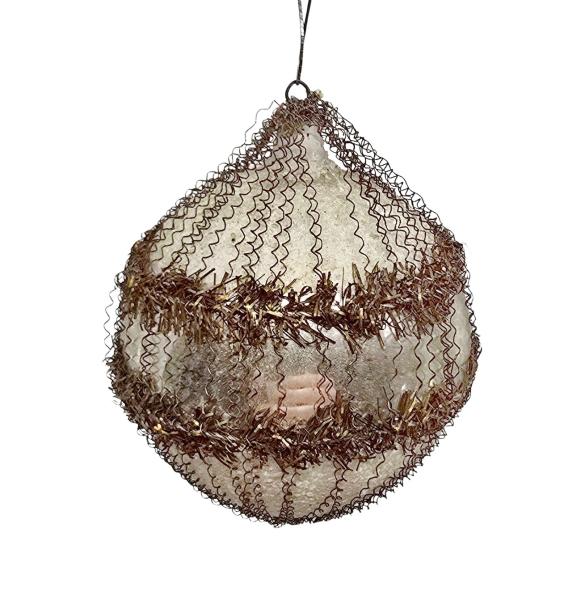 Antique wire wrapped kugel, lauscha around 1910