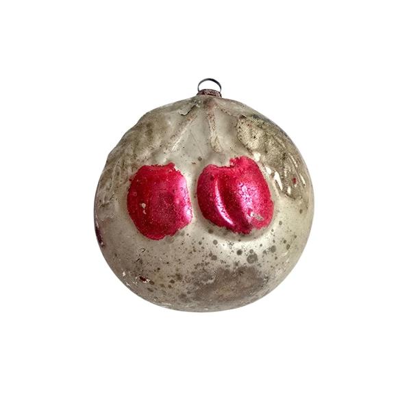Antiker Christbaumschmuck, Lauscha Kugel mit Kirschen um 1920