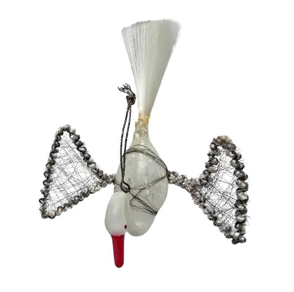 Antique Christmas tree ornament, swan with wire wings around 1920