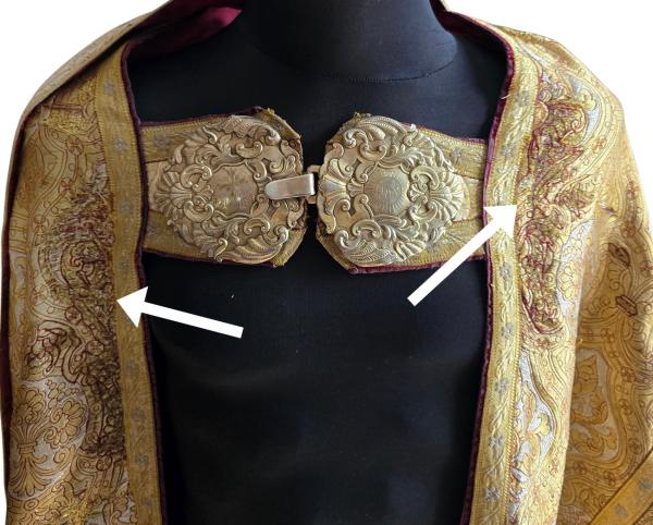 Golden cope - choir robe, chasuble, vespers robe, pluvial, vestments, dated 1897
