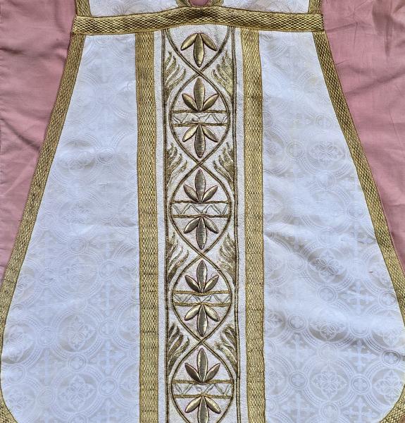 Antique white chasuble, vestment, Ornat, around 1900