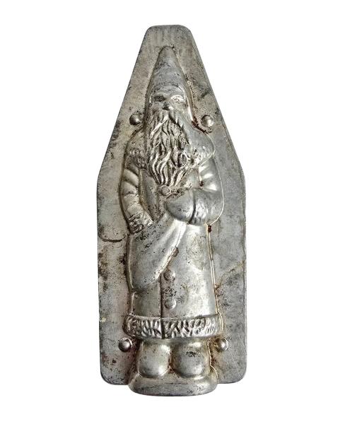 Antike Schokoladenform aus Metall, Nikolaus / Santa