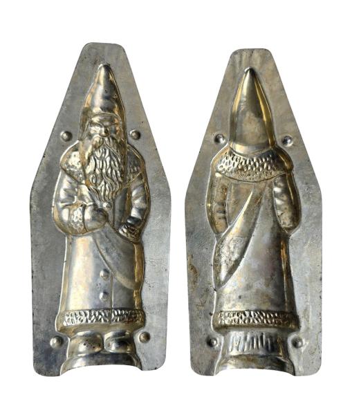 Antike Schokoladenform aus Metall, Nikolaus / Santa