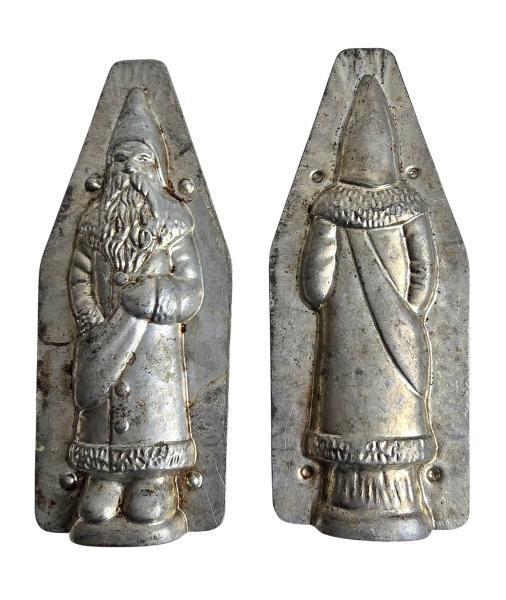 Antike Schokoladenform aus Metall, Nikolaus / Santa