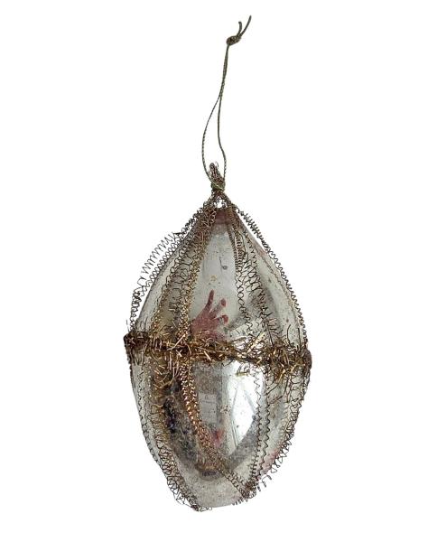 Antiker Christbaumschmuck, Lauscha Kugel mit leonischen Drähten um 1910
