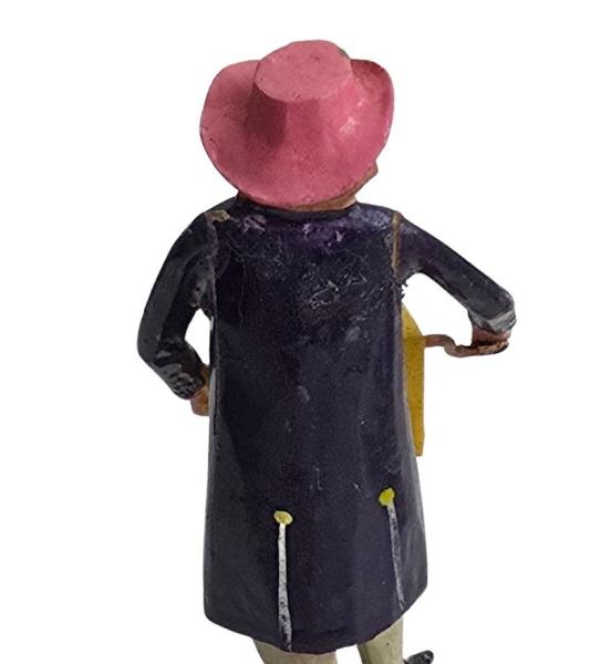 Antike Grulicher Krippenfigur / Musikant mit Leierkasten um 1920 (7 cm)