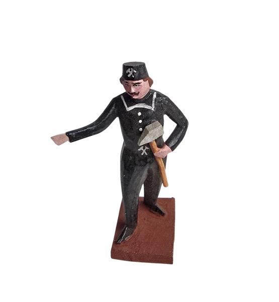 Antike Grulicher Krippenfigur / Bergmann um 1900 (7 cm)