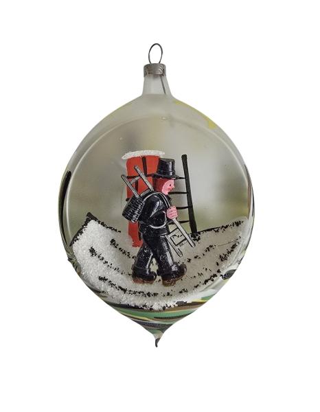 Indent diorama ball with chimney sweep around 1950