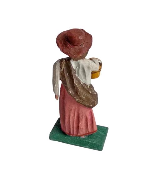 Antike Grulicher Krippenfigur / Gabenbringer mit Korb um 1900 (7 cm)