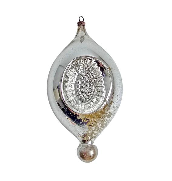 Art nouveau mercury glass kugel, indent kugel, Lauscha around 1910
