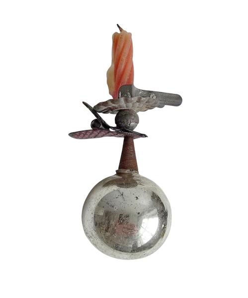 Candle Holder with intend kugel, around 1920