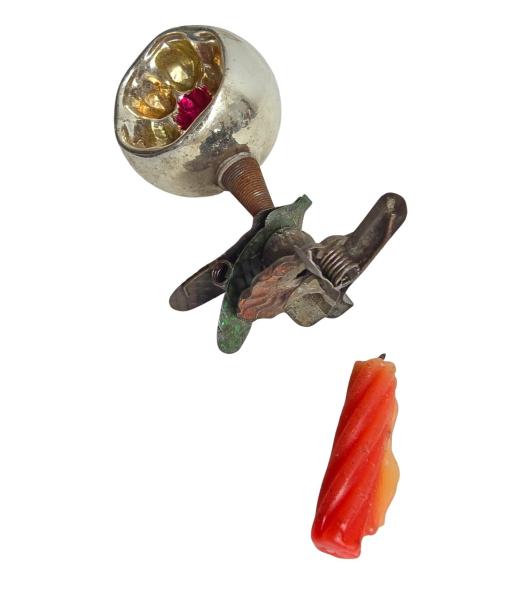 Candle Holder with intend kugel, around 1920