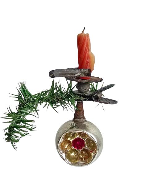 Candle Holder with intend kugel, around 1920