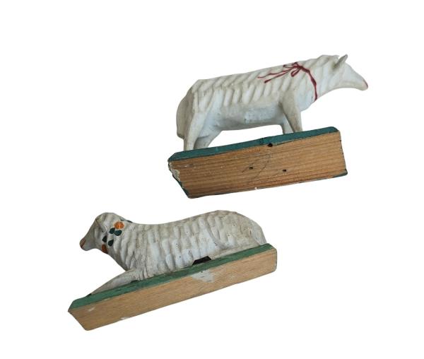 2 antike, wunderschöne Grulicher Schafe, um 1920