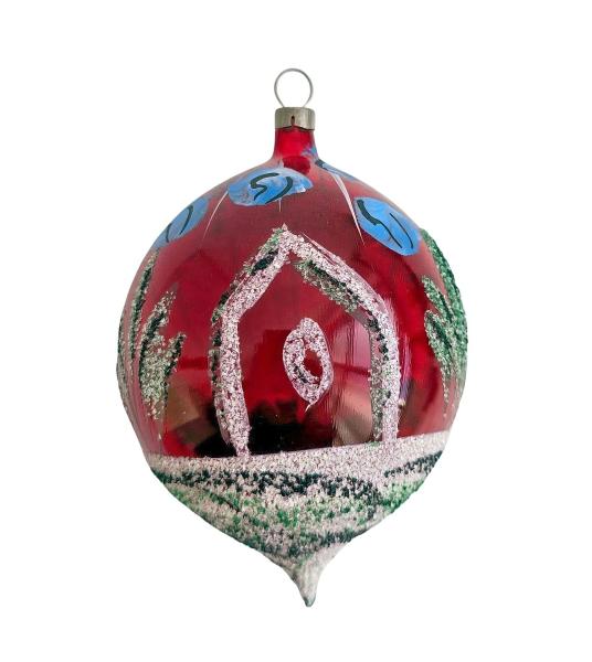 Antiker Christbaumschmuck, Diorama Kugel mit Hund um 1950