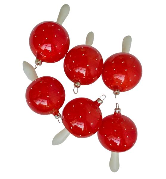 Schachtel große Fliegenpilze, 6 Stück um 1950