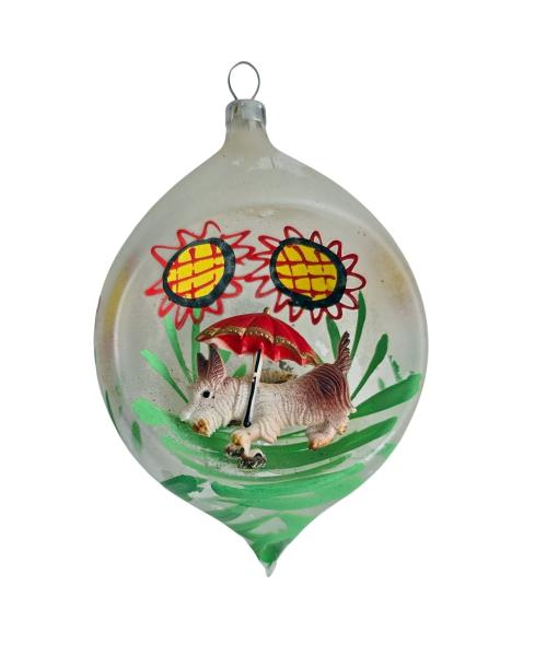 Indent diorama ball with dog around 1950