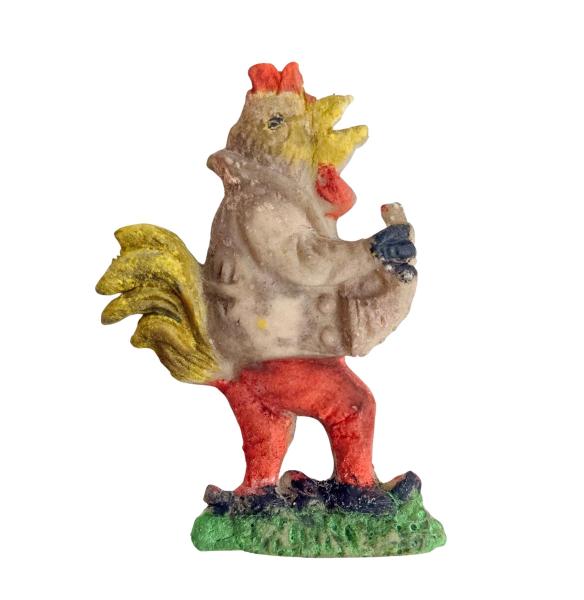 Tragant, Hahn mit Füllhorn um 1880