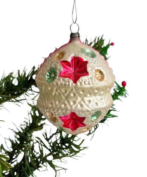 Lauscha Kugel with indent stars, around 1910