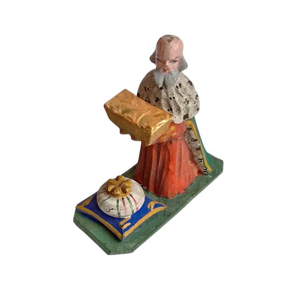 Antike Grulicher Krippenfigur / Hl. König Melchior um 1900 (10 cm)