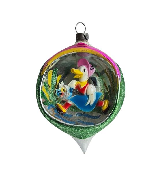 Diorama Kugel, Ente mit Blumen um 1950