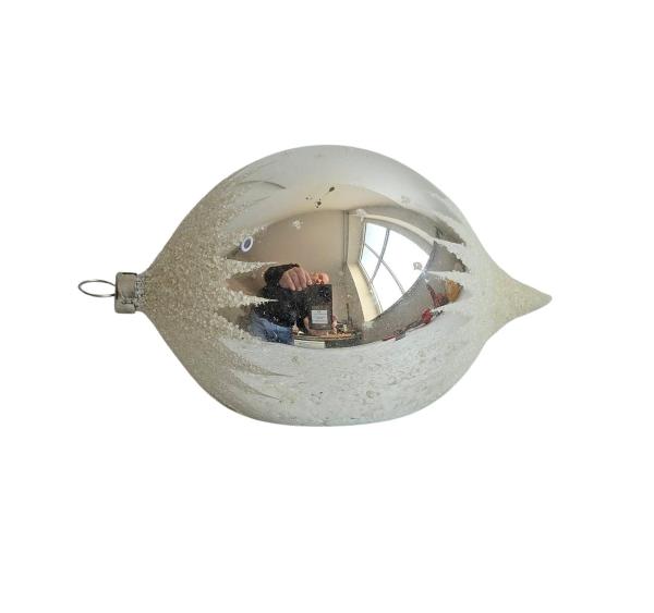 Antiker Christbaumschmuck, Diorama Kugel mit Fliegenpilz Gesicht um 1950