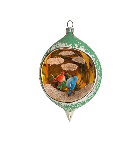 Indent diorama ball with song birds around 1950