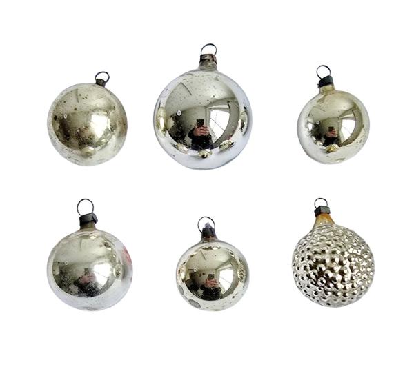 6 different glass baubles, indent kugel, Lauscha around 1920