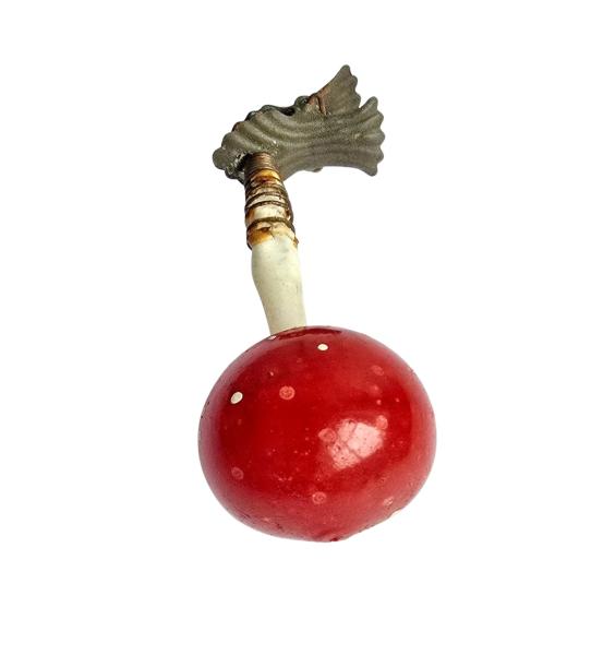 Antiker Christbaumschmuck, Lauscha Fliegenpilz auf Zwicker um 1920
