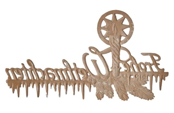 Merry Christmas decorations made of embossed cardboard, circa 1930