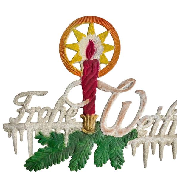 Merry Christmas decorations made of embossed cardboard, circa 1930