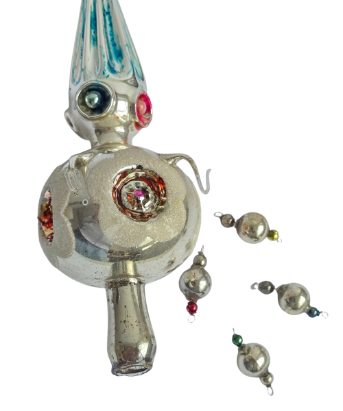 Antique Christmas tree topper with glass beads