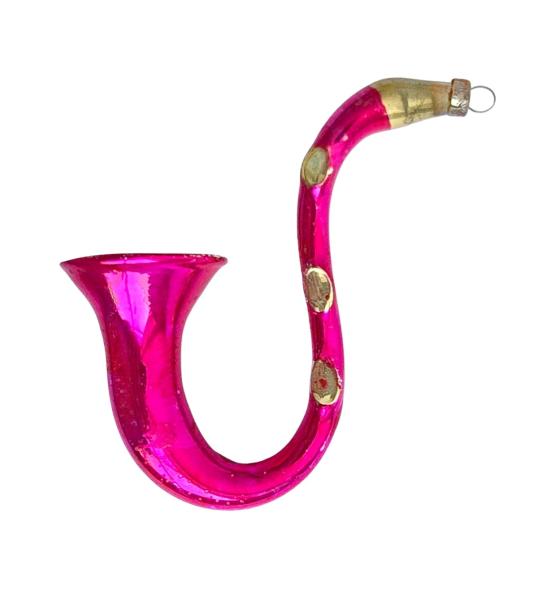 Glass ornament Saxophone / Trumpet around 1940/1950
