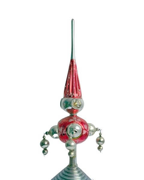 Vintage Christmas tree topper with silver baubles