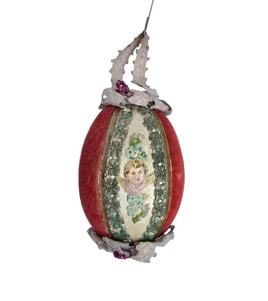 Decorated chicken egg as a Christmas tree ornament, around 1900