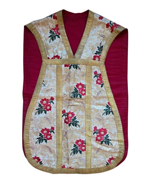 Antike weiße Kasel, Ornat, Messgewand, Vestment, Pluviale, 19. Jahrhundert