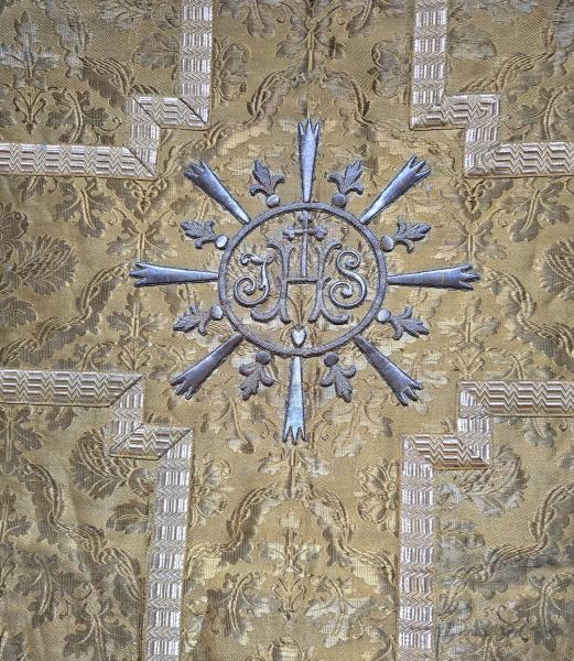 Antike goldene Kasel, Ornat, Messgewand, Vestment, Pluviale um 1900