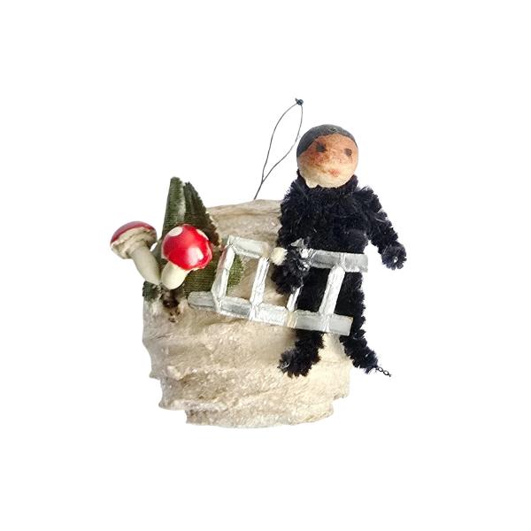 Chimney sweep on spun cotton ball around 1920