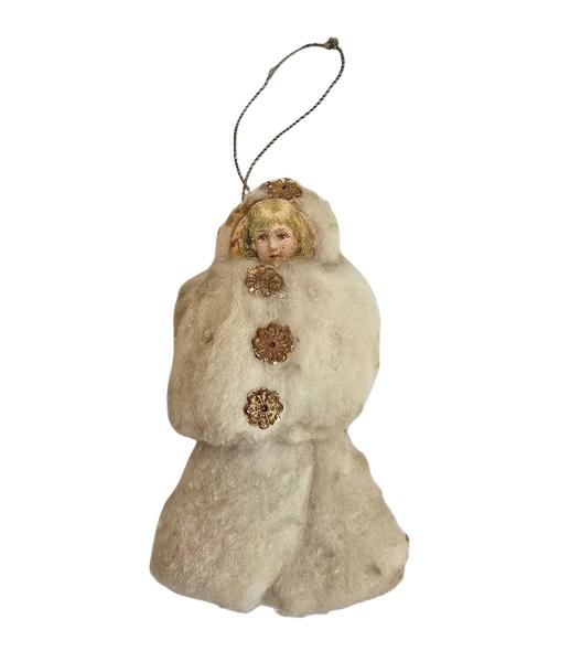Antiker Christbaumschmuck, Mädchen aus Watte, um 1920