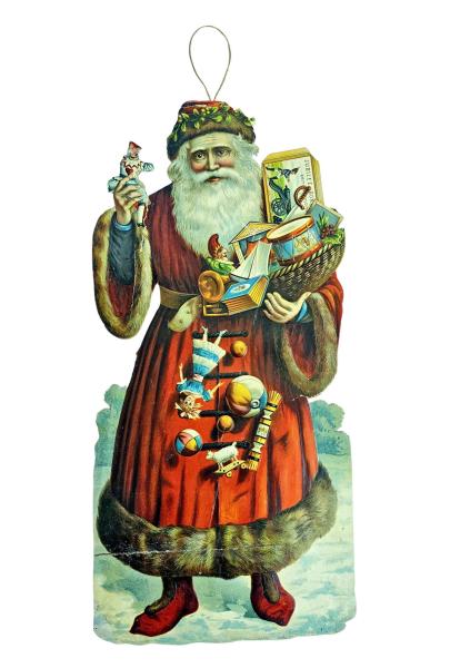 Großer Nikolaus aus geprägtem Karton, um 1900