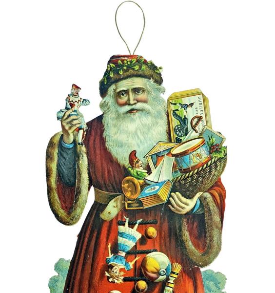 Großer Nikolaus aus geprägtem Karton, um 1900