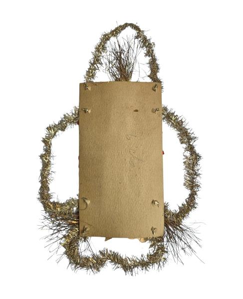 Tinselornament mit Engel Oblate um 1920